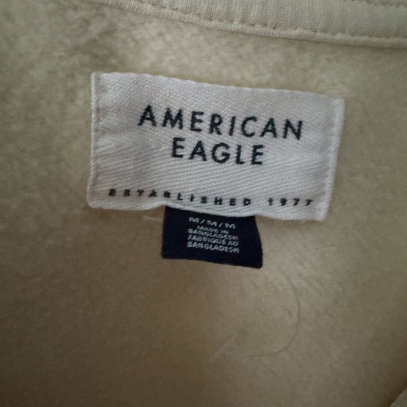 American Eagle Button Shoulder Crew Neck Sweatshirt Butter Yellow - Picture 7 of 9